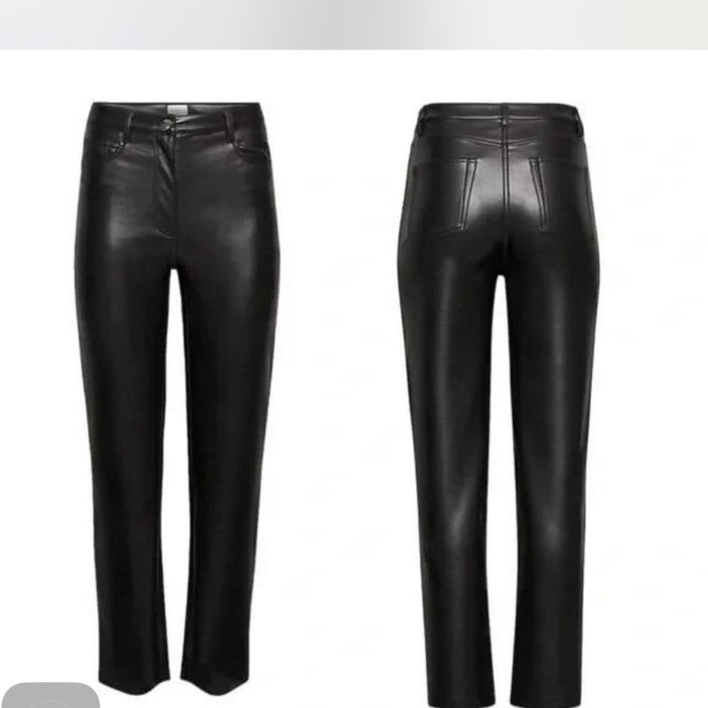 Aritzia Wilfred Sleek Black Straight Leg faux leather Jeans - Picture 2 of 11